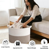 Moonval Woven Blanket Basket, Cotton Rope Storage Hamper with Handles for Laundry, Toys & Blankets