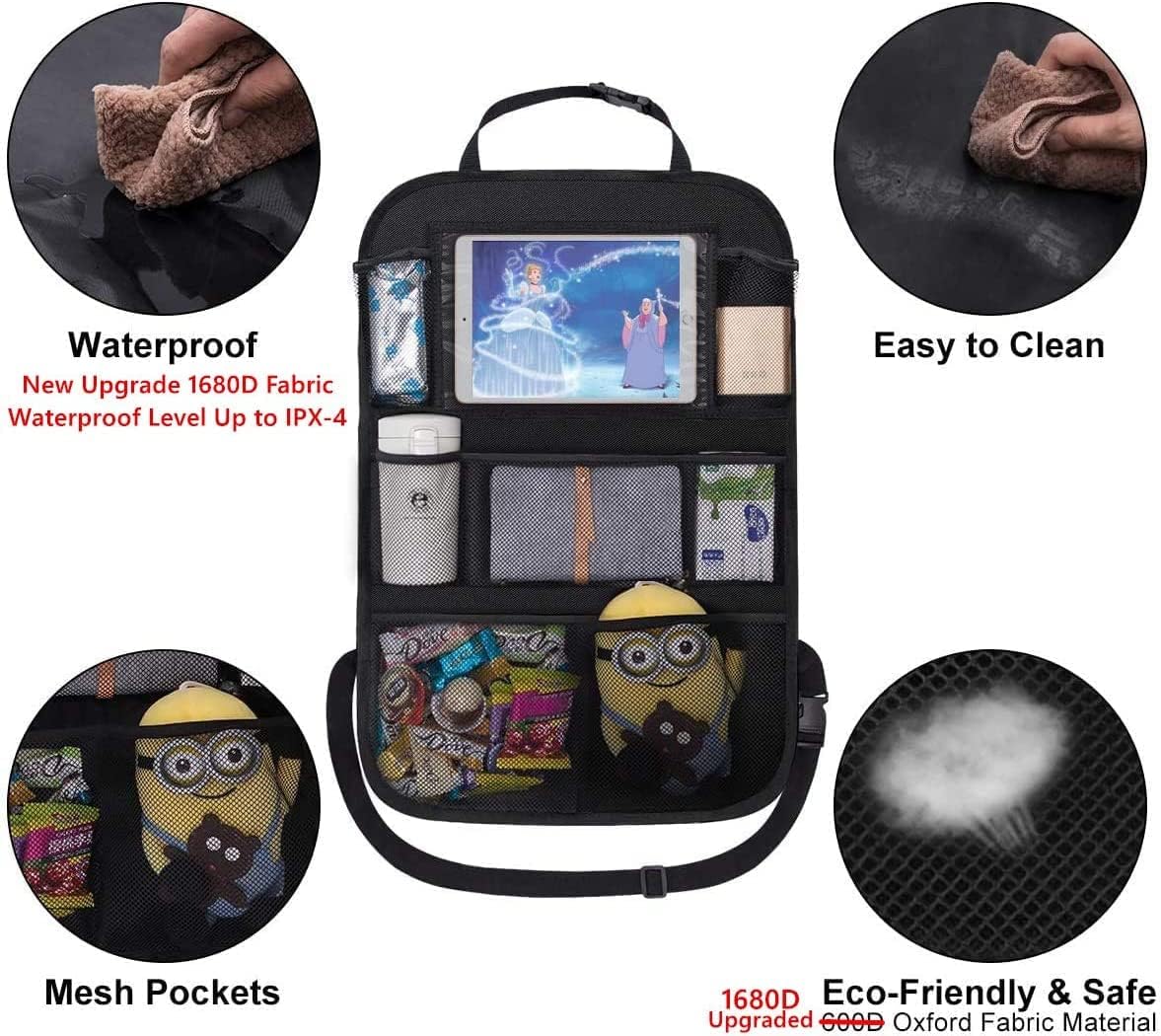 Moonval Backseat Car Organizer, Seat Protector with Tablet Holder & Multi-Pocket Storage for Kids