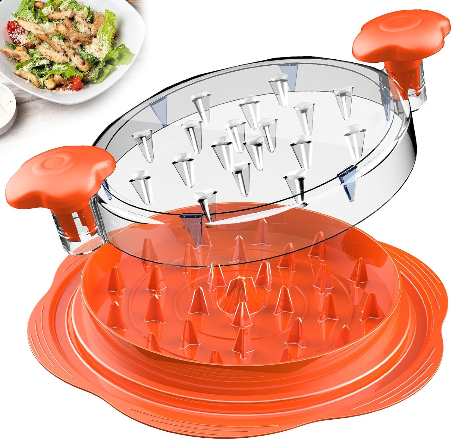 Moonval Chicken Shredder Tool, Large Twist Meat Shredder with Brush & Fork for Chicken, Pork & Beef