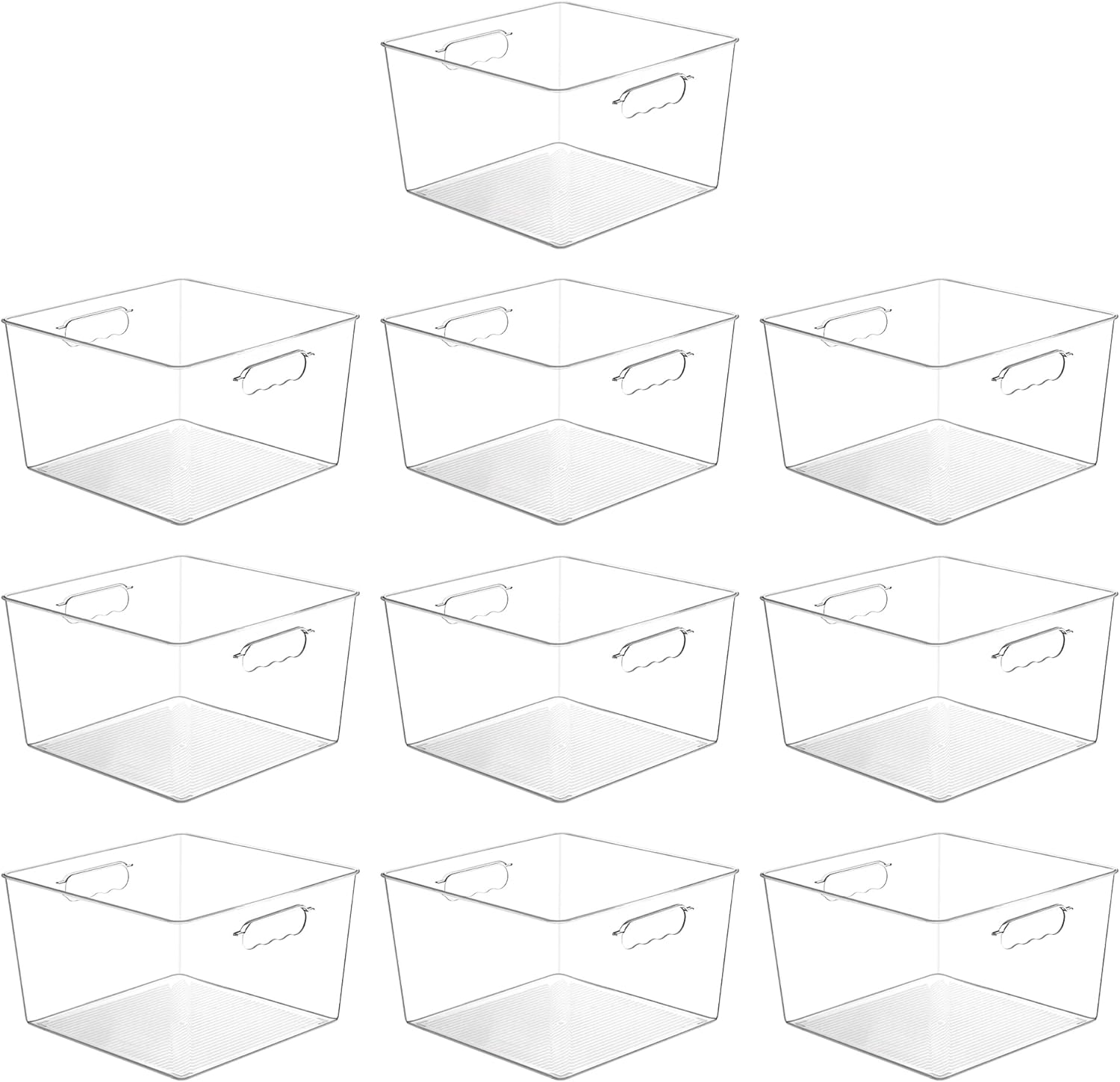 Moonval Clear Storage Bins, Stackable Containers with Lids & Handles for Pantry & Freezer