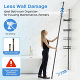 Moonval Corner Shower Caddy, 4-Tier Adjustable Rustproof Tension Pole Organizer with Towel Bar