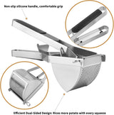 Moonval Heavy Duty Potato Ricer, Stainless Steel 22oz Masher Press with Silicone Handles