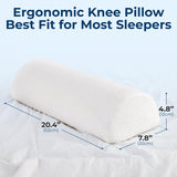 Moonval Half Moon Knee Pillow, Memory Foam Leg Bolster Pillow for Back Sleeping, White