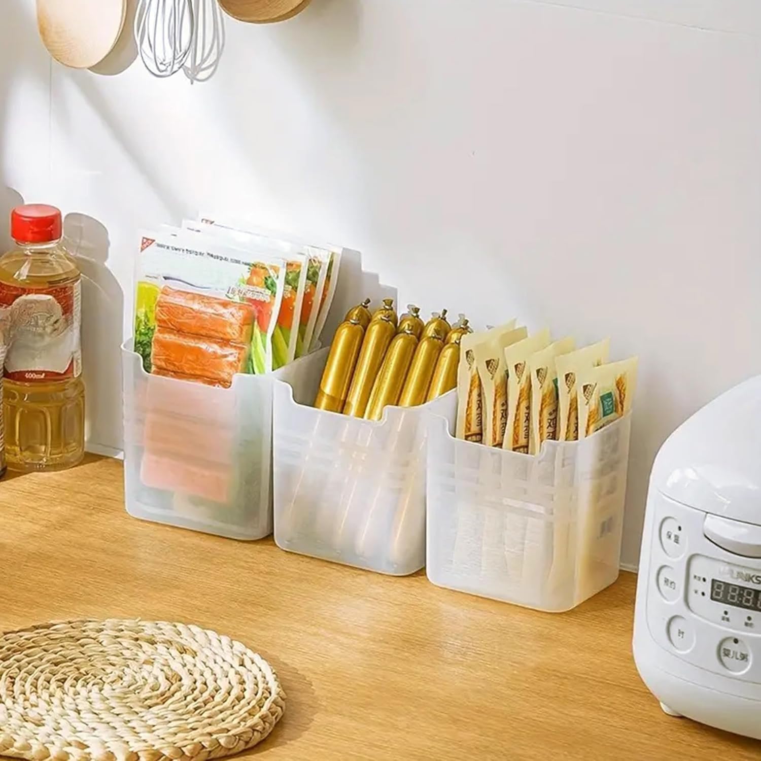 Moonval Refrigerator Organizer Bins, Open-Front Fridge & Pantry Containers, 6-Pack