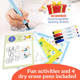 Moonval Kids Travel Tray, Car Seat Activity Lap Desk with Storage Pockets, Activity Sheets & Pens