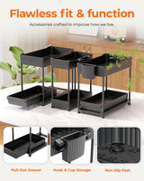 Moonval Under Sink Organizers, 3-Pack 2-Tier Sliding Storage Drawers for Kitchen & Bathroom Cabinets