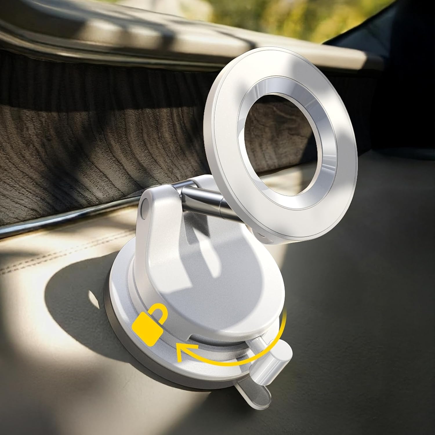 Moonval MagSafe Car Phone Mount, Magnetic Suction Cup Holder with 360° Adjustable Viewing Angle