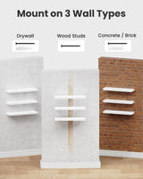 Moonval Floating Wall Shelves, Set of 3 White Storage & Display Shelves with Invisible Brackets