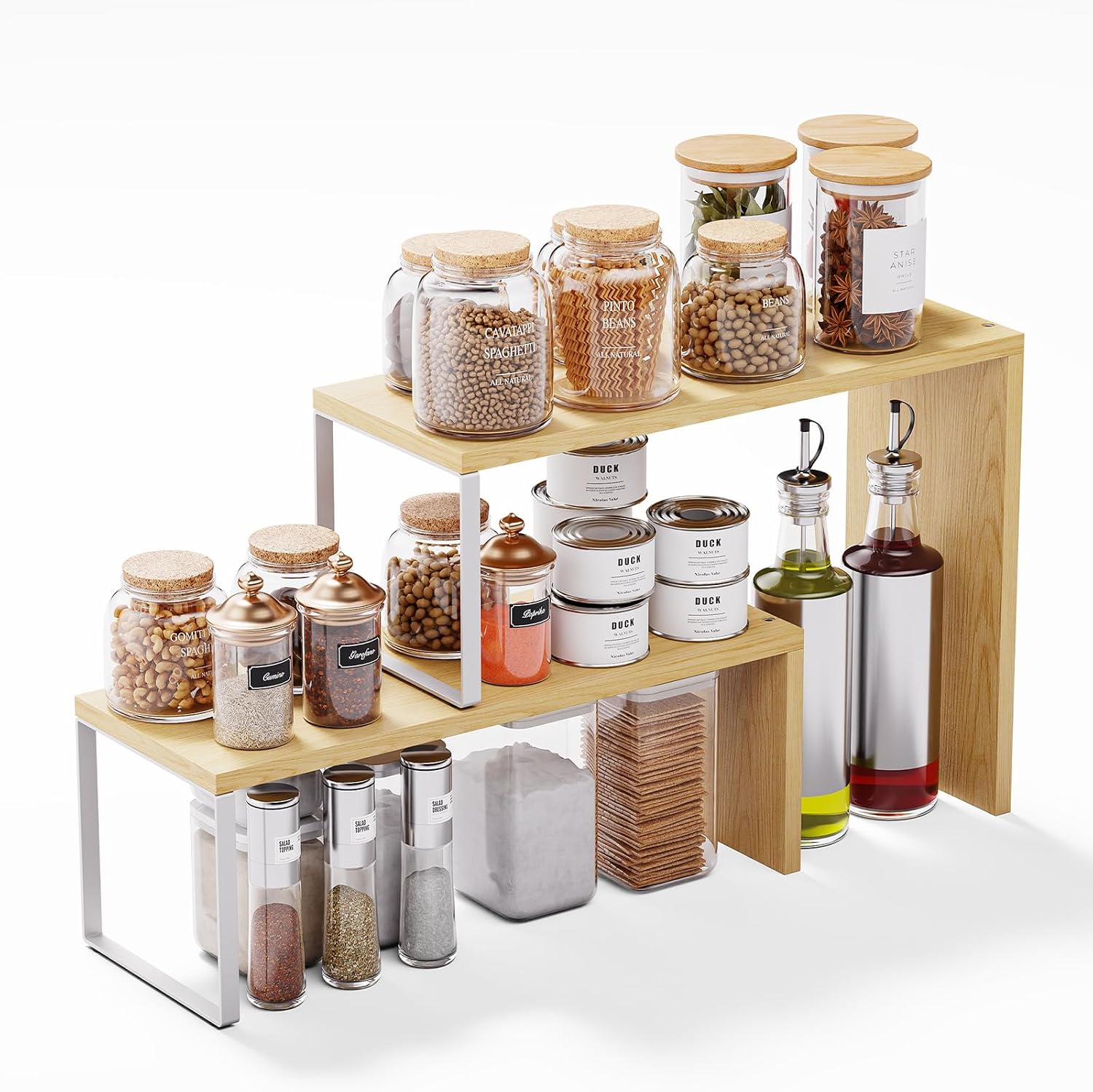 Moonval Countertop Organizer, Stackable Corner Spice Rack Shelf for Kitchen, Pantry & Coffee Station