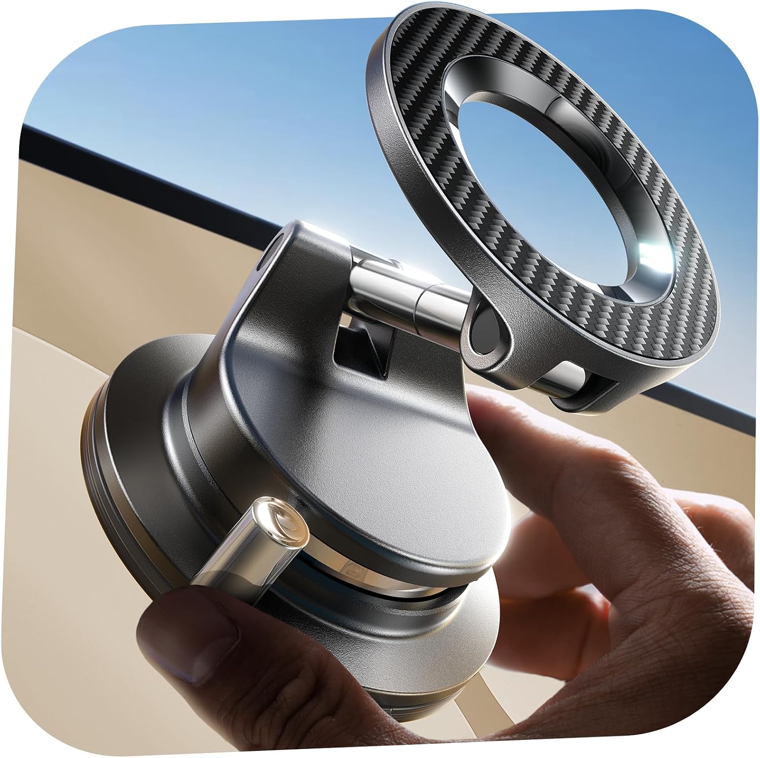 Moonval MagSafe Car Phone Mount, Magnetic Suction Cup Holder with 360° Adjustable Viewing Angle