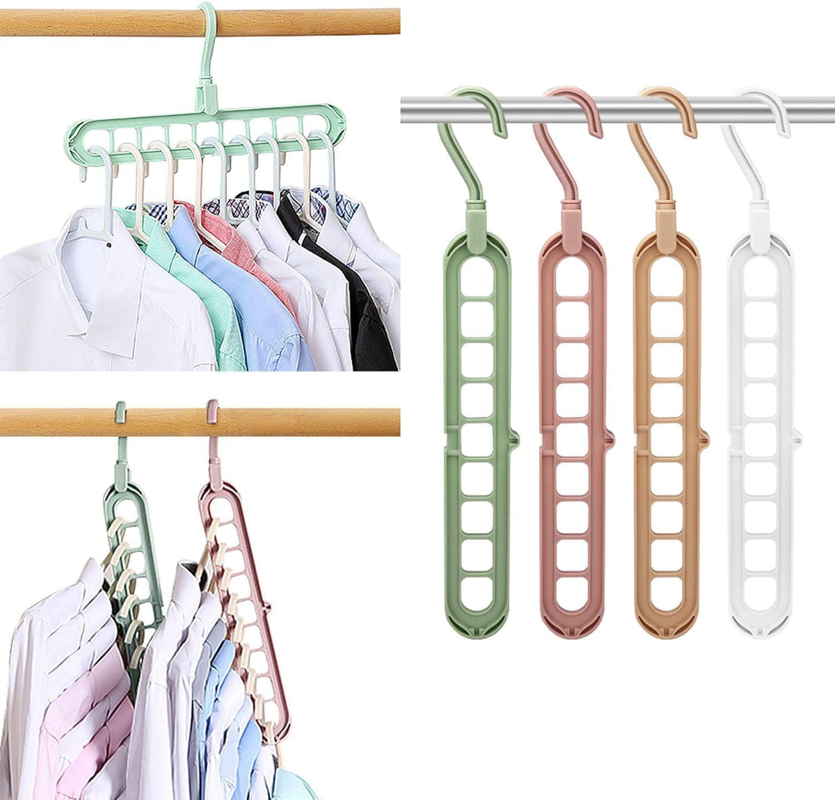 Moonval Space-Saving Hanger, 9-in-1 Multi-Layer Clothes Organizer for Wardrobe Storage