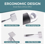 Moonval Meat Tenderizer Hammer, Dual-Sided Heavy-Duty Mallet with Comfortable Grip Handle