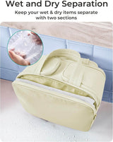 Moonval Travel Toiletry Bag, Waterproof Cosmetic Organizer with Wet Dry Compartment