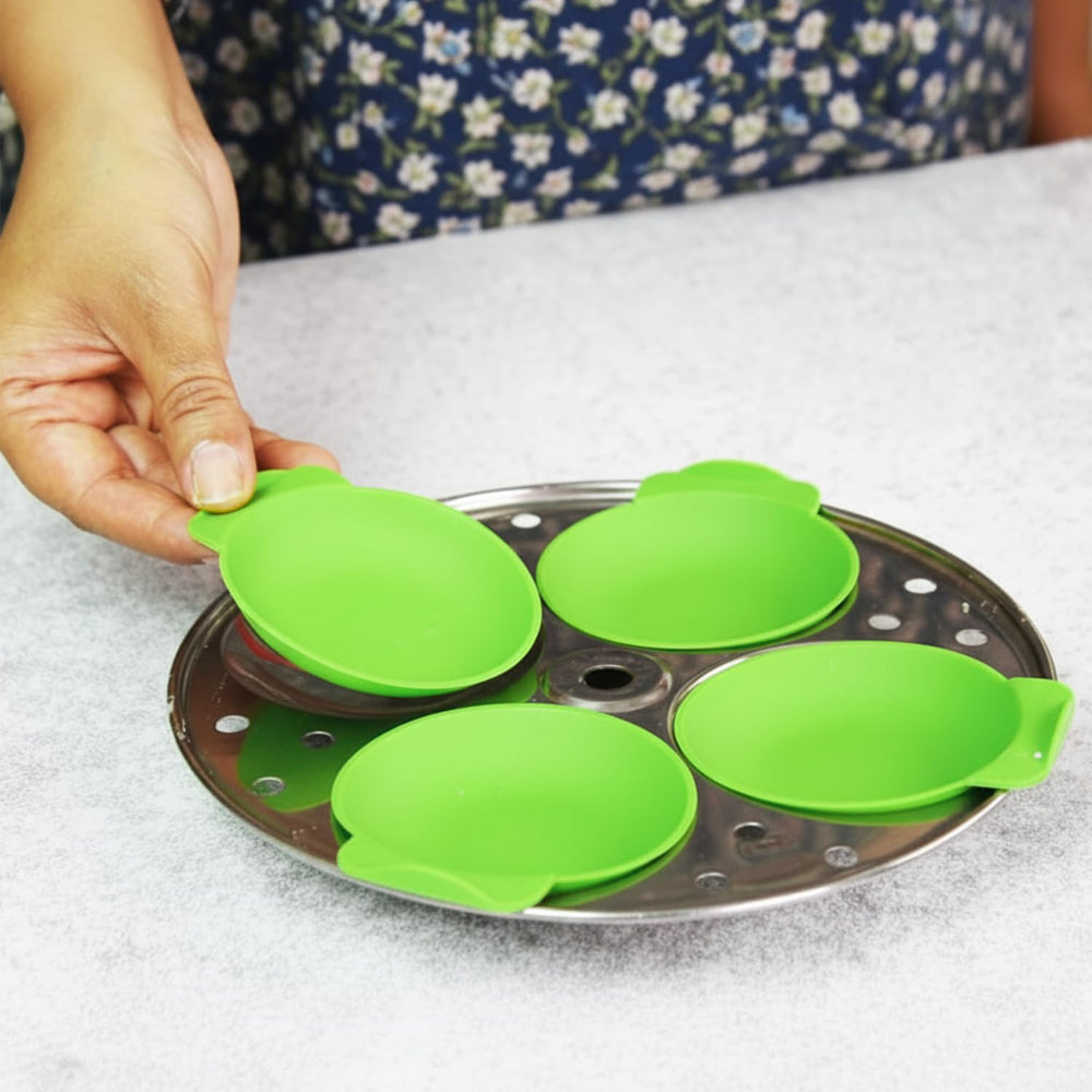 Moonval Silicone Idli Moulds, Non-Stick BPA-Free Steaming Cups, Set of 8