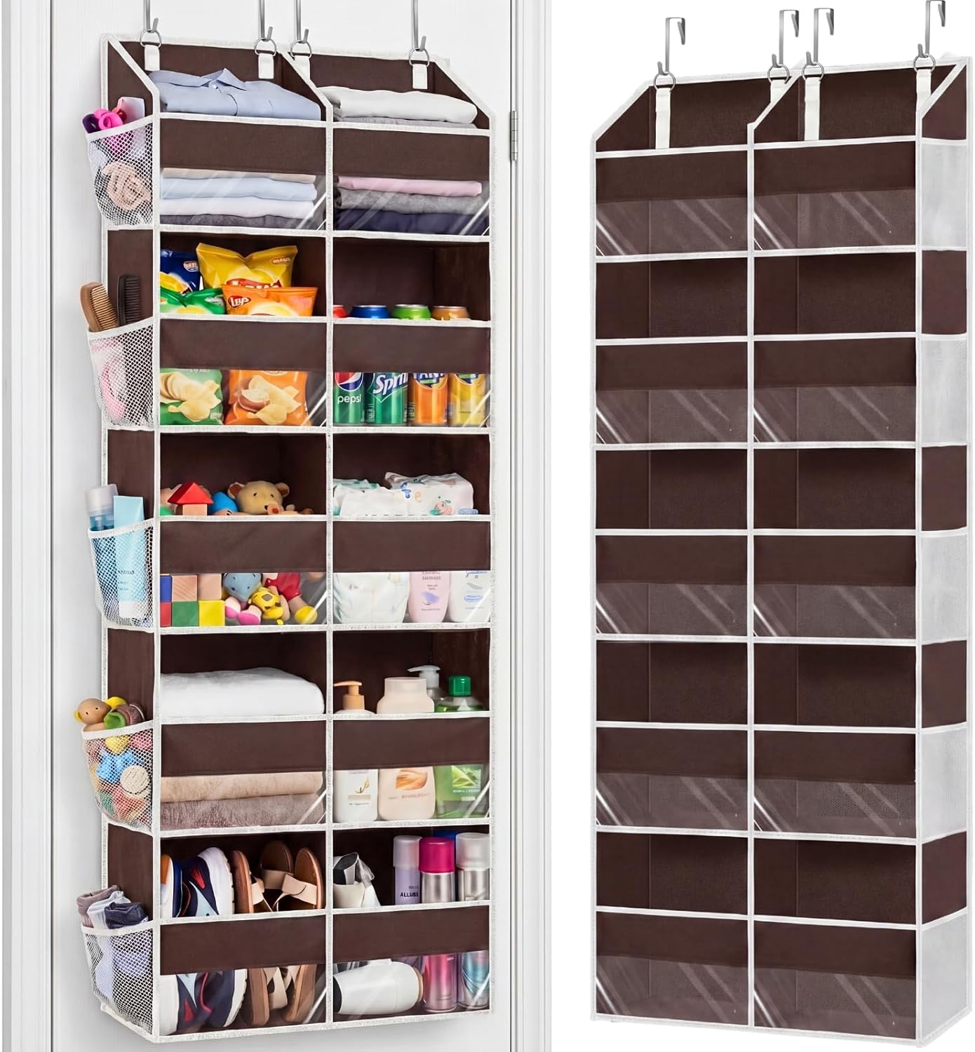Moonval Over-the-Door Organizer, 5-Tier Hanging Storage with 10 Compartments, 80 lb Capacity