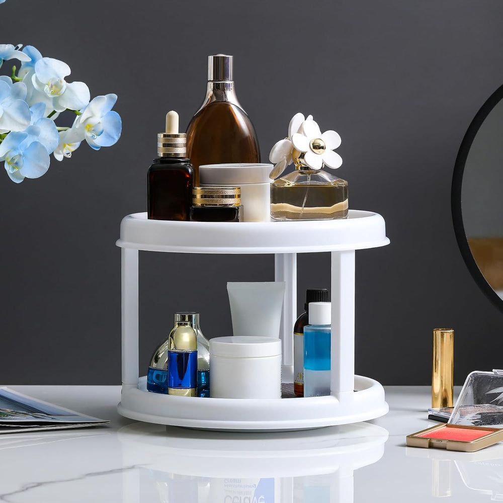 Moonval 2-Tier Turntable Organizer, Rotating Storage Tray for Fridge, Pantry & Cabinets