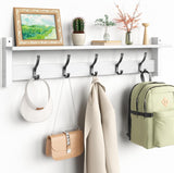 Moonval Wall Mounted Coat Rack, Entryway Shelf with 5 Metal Hooks for Coats, Keys, Hats & Bags