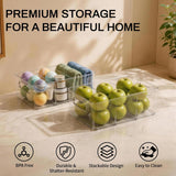 Moonval Pantry Storage Bins, 6-Pack Clear Organizers with Removable Dividers for Kitchen & Refrigerator