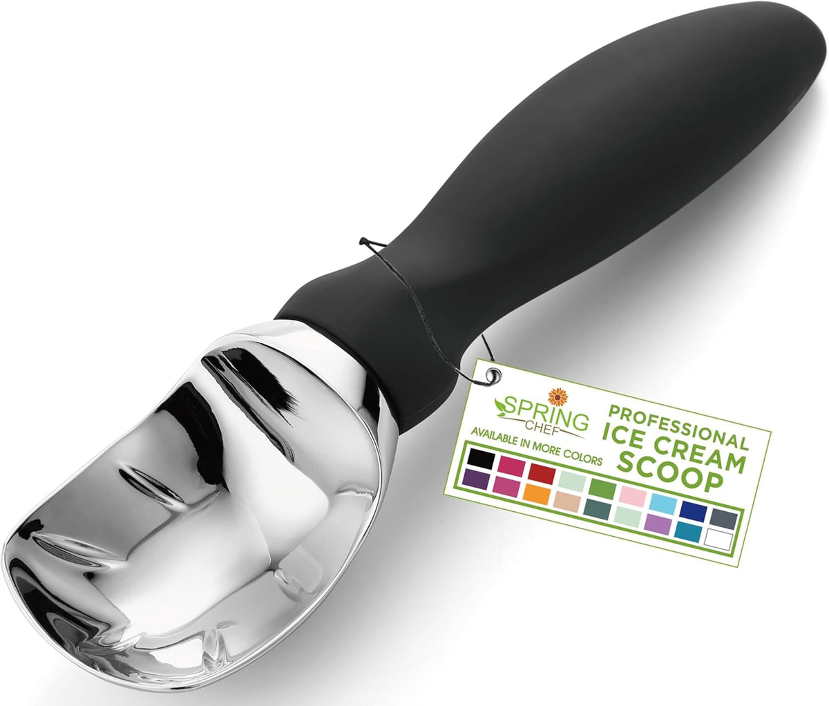 Moonval Ice Cream Scoop, Heavy-Duty Metal Scooper for Ice Cream, Cookie Dough & Frozen Desserts