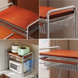 Moonval 2-Tier Microwave Shelf Stand with Pull-Out Basket, Countertop Kitchen Organizer