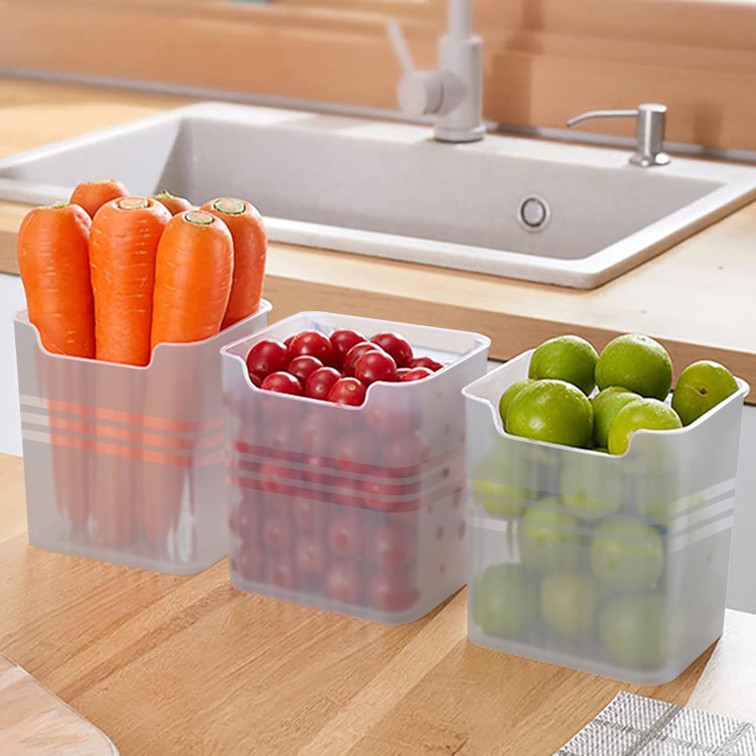 Moonval Refrigerator Organizer Bins, Open-Front Fridge & Pantry Containers, 6-Pack
