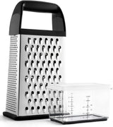 Moonval Cheese Grater, Stainless Steel Box Grater with Container for Cheese, Vegetables & Zesting