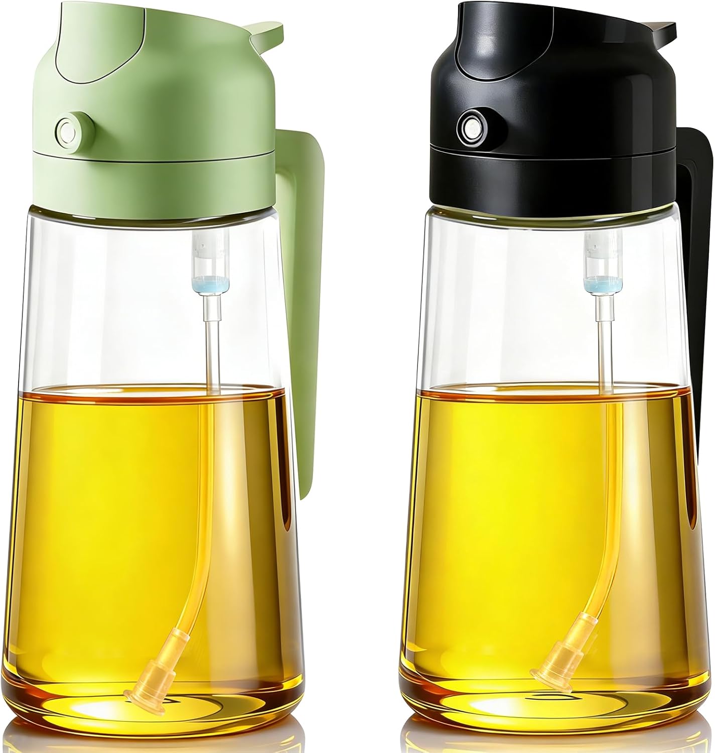 Moonval Oil Sprayer Set, 2-Pack 2-in-1 Oil Mister & Dispenser Bottles for Cooking, Air Fryer & BBQ