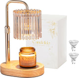 Moonval Candle Warmer Lamp, Height-Adjustable Dimmable Wax Warmer with Timer & 2 Bulbs