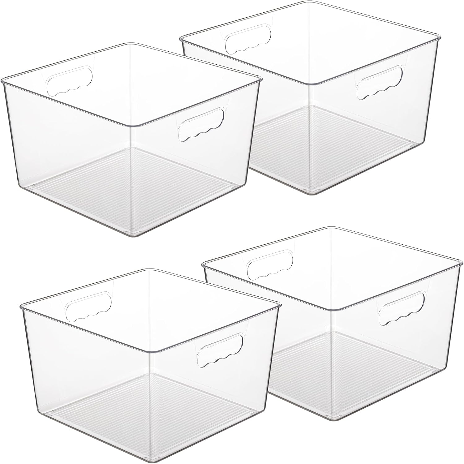 Moonval Clear Storage Bins, Stackable Containers with Lids & Handles for Pantry & Freezer