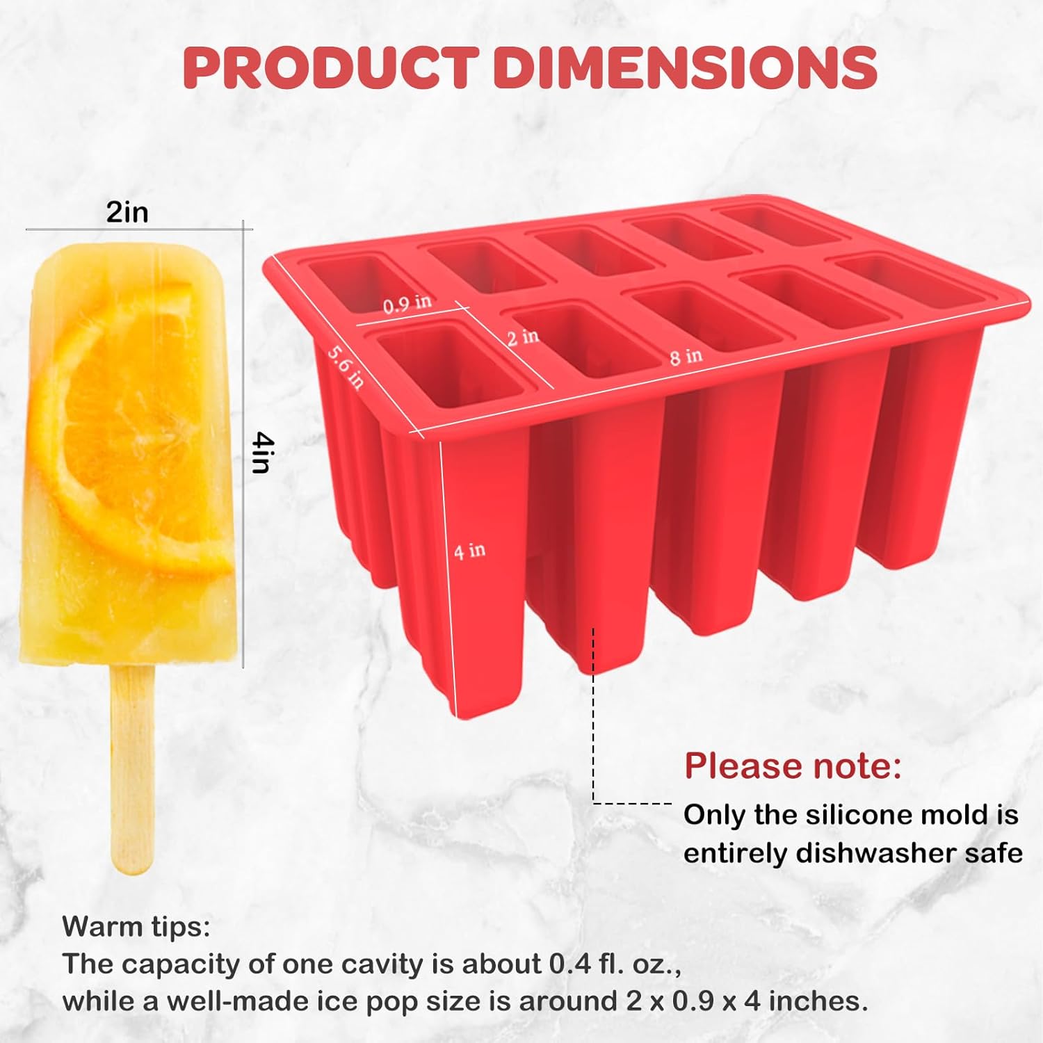 Moonval Silicone Popsicle Molds, 10-Cavity Ice Pop Maker Set with Sticks, Bags & Accessories