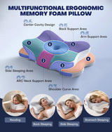 Moonval Memory Foam Bed Pillow, Ergonomic Contour Cooling Pillow for Side, Back & Stomach Sleepers