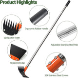 Moonval 2-in-1 Garden Hoe & Weed Puller, 60-Inch Adjustable Steel Weeding Rake