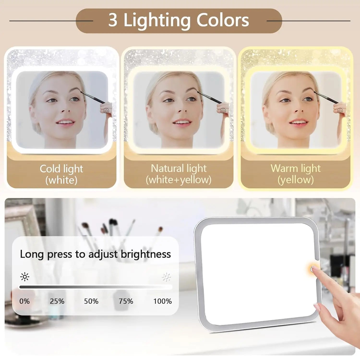 Moonval LED Makeup Organizer Case, Travel Cosmetic Bag with Lighted Mirror & Dividers