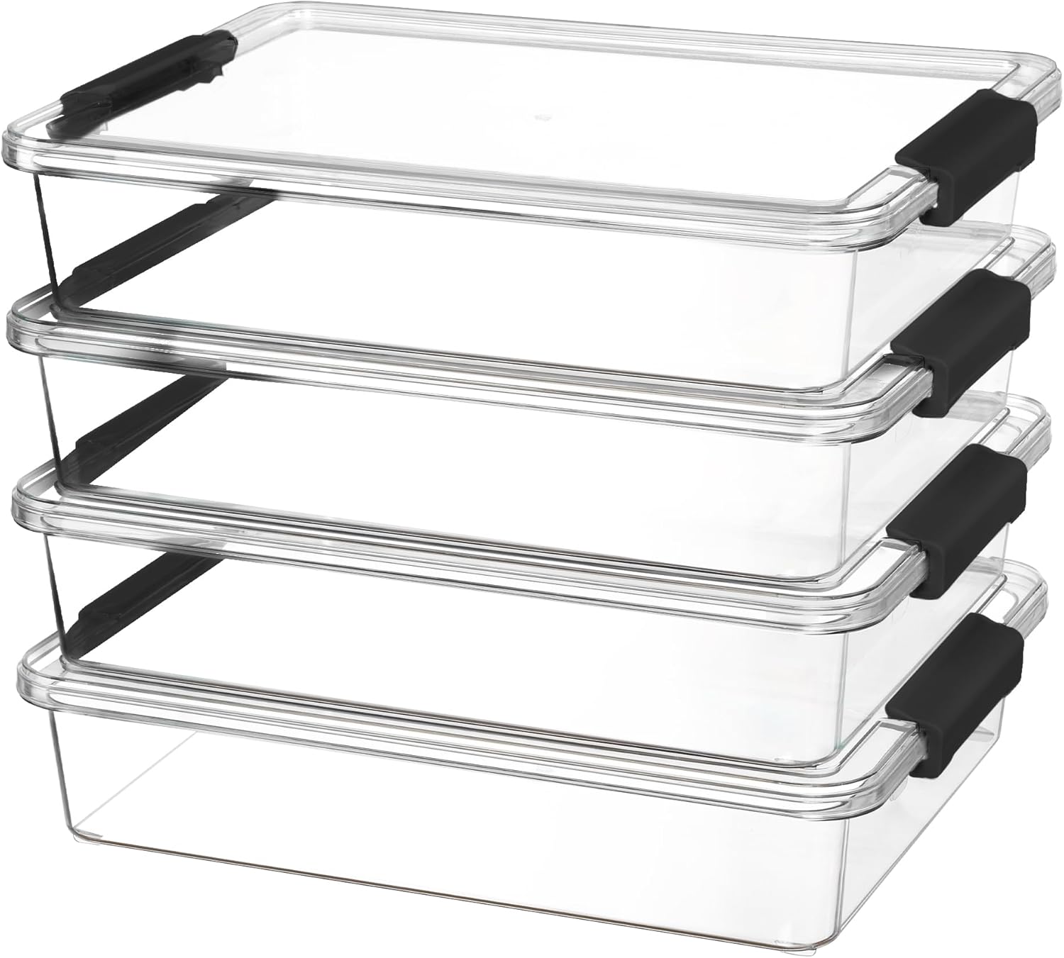 Moonval Plastic Storage Bins, Clear Stackable Containers with Lids for Crafts & Home Storage