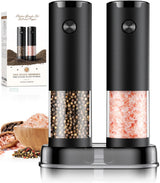 Moonval Electric Salt & Pepper Grinder Set, Automatic Battery-Operated Mills with Adjustable Coarseness