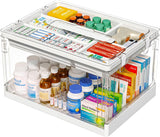 Moonval Craft Storage Box, Clear Organizer with Removable Tray & Lid for Art, Sewing & School Supplies