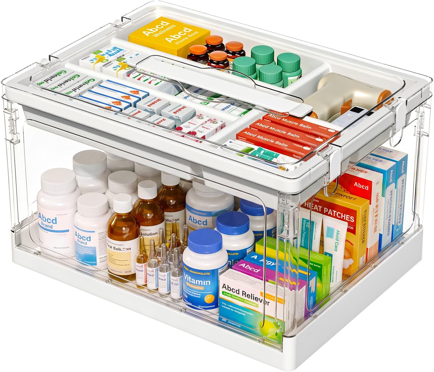 Moonval Craft Storage Box, Clear Organizer with Removable Tray & Lid for Art, Sewing & School Supplies