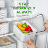 Moonval Produce Storage Containers, Airtight Food Saver Set with Removable Colanders