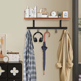 Moonval Wall Mounted Coat Rack, Wooden Entryway Shelf with 5 Heavy-Duty Metal Hooks for Storage