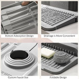 Moonval Silicone Faucet Mat, Self-Draining Sink Splash Guard and Countertop Organizer