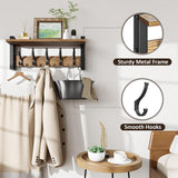 Moonval Wall Mounted Coat Rack, Entryway Shelf with 5 Metal Hooks for Coats, Keys, Hats & Bags