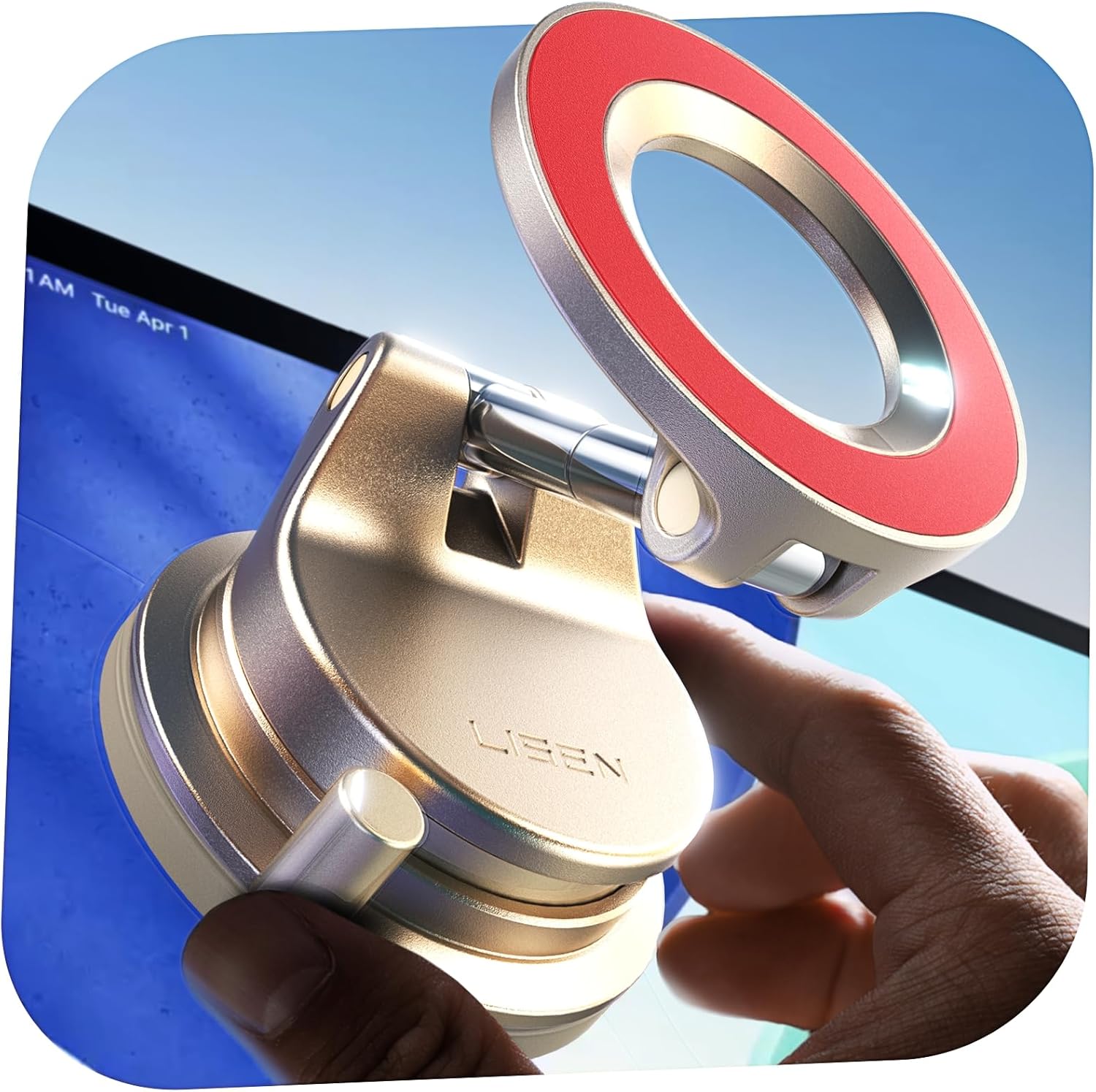 Moonval MagSafe Car Phone Mount, Magnetic Suction Cup Holder with 360° Adjustable Viewing Angle