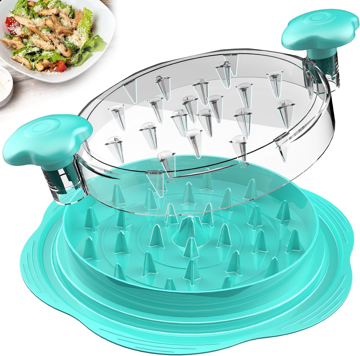 Moonval Chicken Shredder Tool, Large Twist Meat Shredder with Brush & Fork for Chicken, Pork & Beef