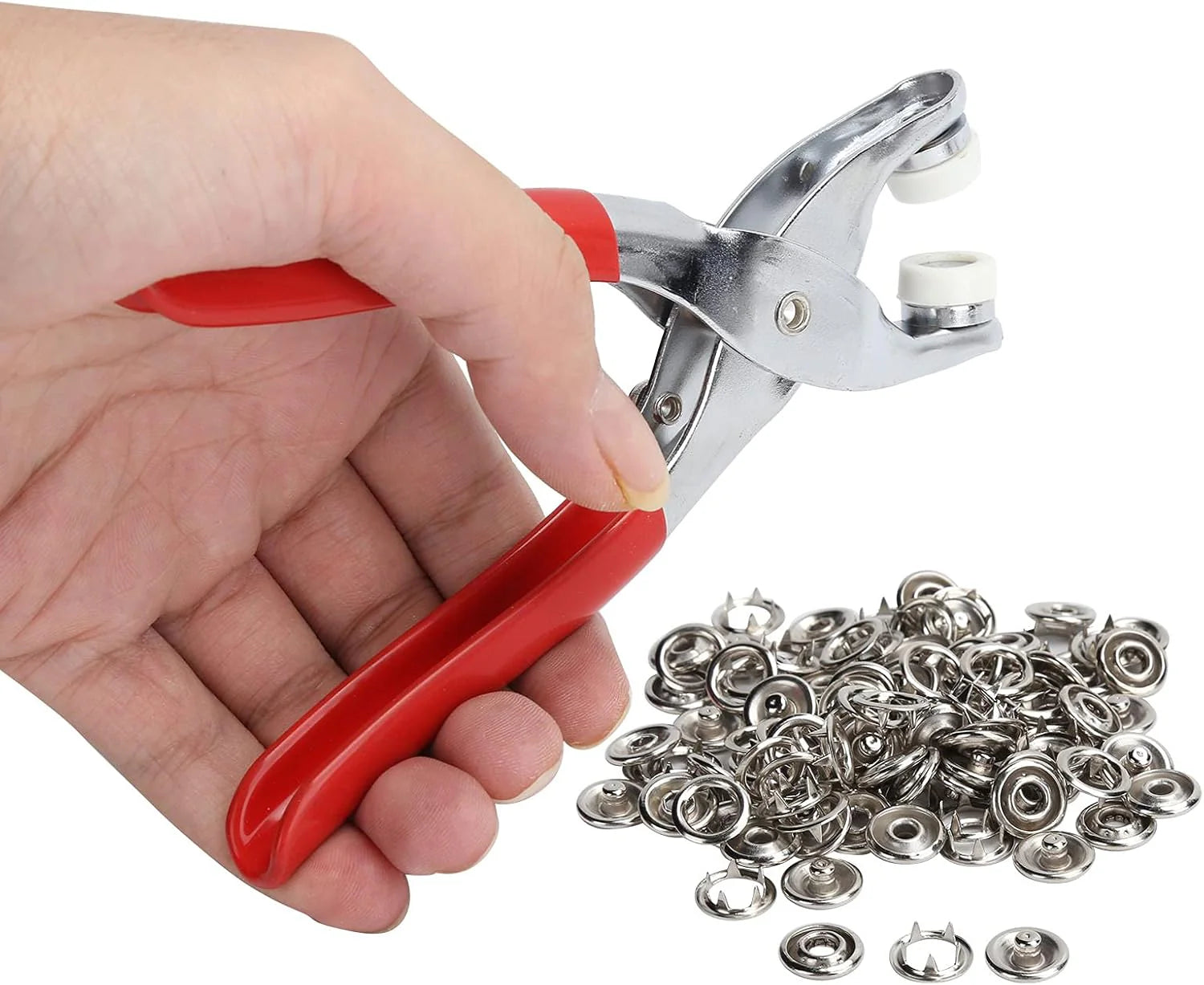 Moonval Snap Button Tool Kit, Complete Fastener Installation Pliers Set with Metal Snap Buttons