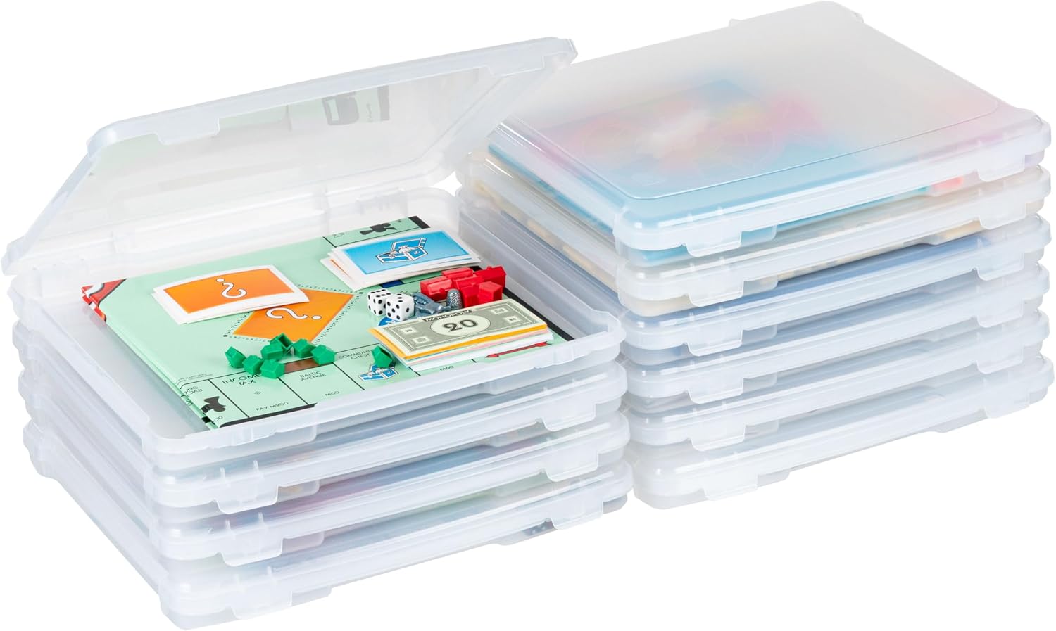 Moonval Board Game Storage Containers, Clear Stackable Organizers with Snap-Tight Lids & Handles