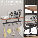 Moonval Wall Mounted Coat Rack, Wooden Entryway Shelf with 5 Heavy-Duty Metal Hooks for Storage