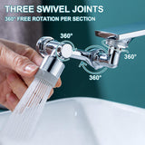 Moonval 1080° Rotating Faucet Extender, 3-Joint Swivel Tap Attachment with Dual Spray Modes