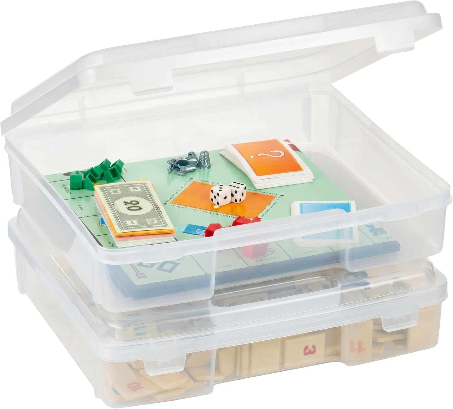 Moonval Board Game Storage Containers, Clear Organizers with Snap-Tight Lids & Built-In Handles