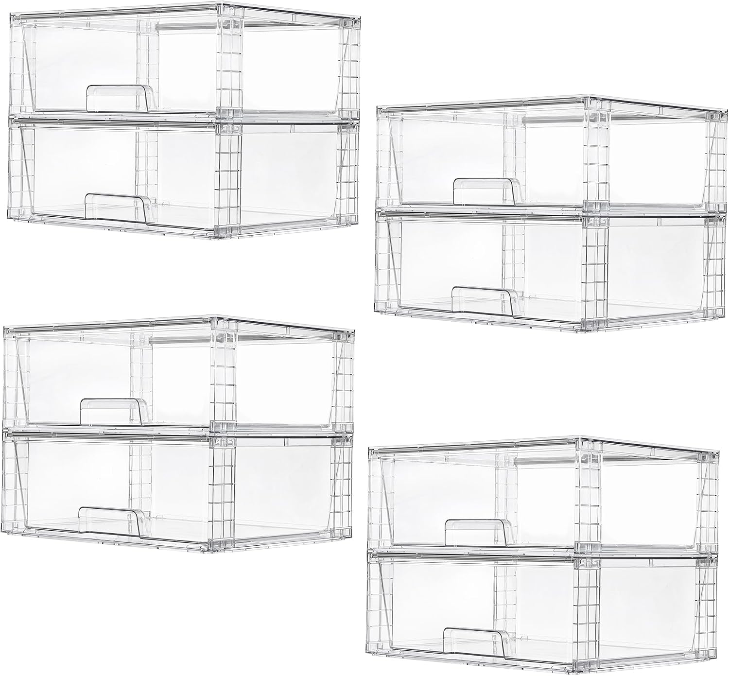 Moonval Stackable Storage Drawers, Clear Acrylic Organizer Bins for Bathroom, Kitchen & Closet