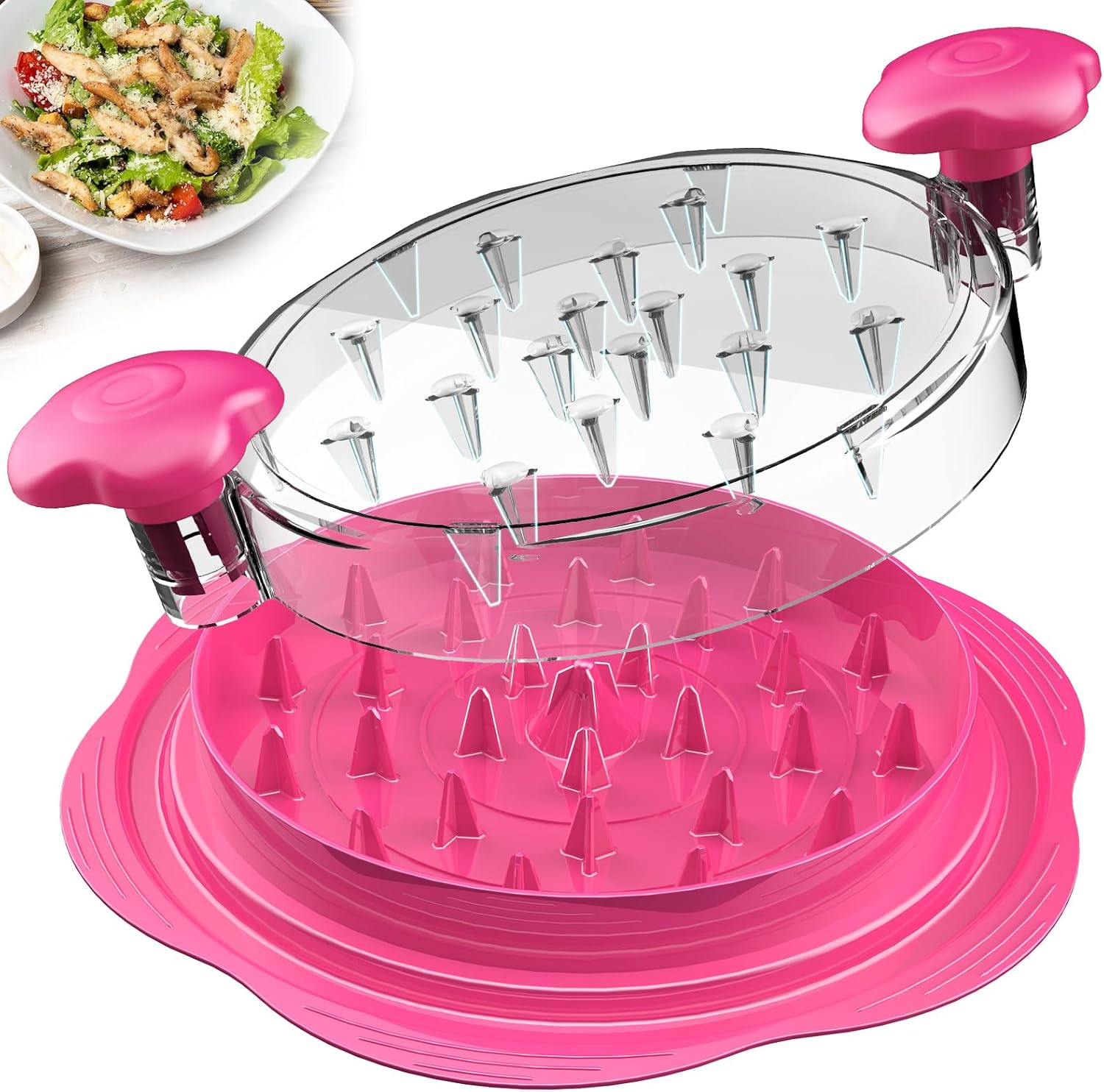 Moonval Chicken Shredder Tool, Large Twist Meat Shredder with Brush & Fork for Chicken, Pork & Beef